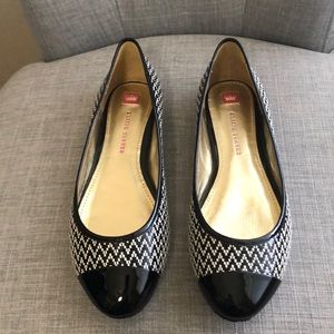 Black and white woven flats-Elaine Turner